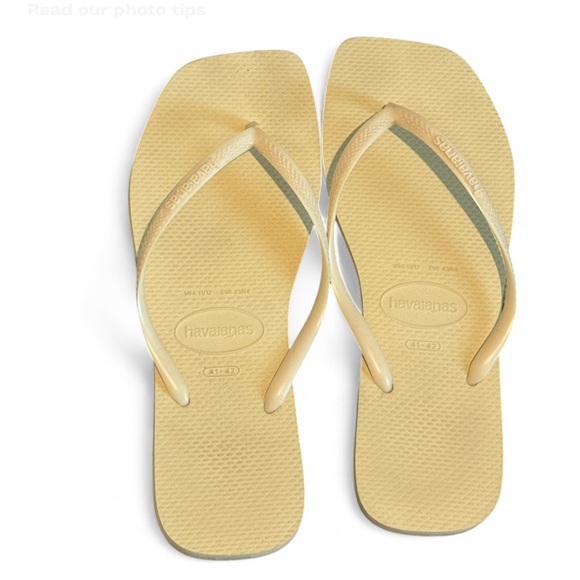 Havaianas Shoes - Havaianas Butter Yellow Square Toe Flip Flops